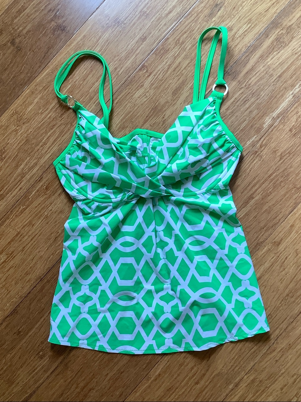 Tara Grinna Green Geometric Women’s Tankini Top - Swim